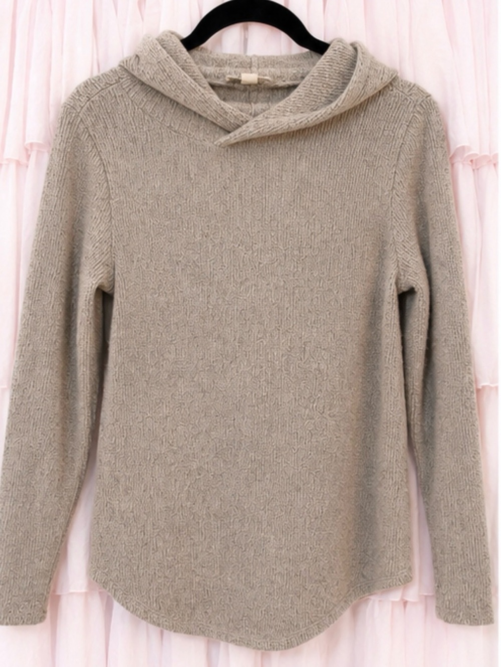 LOFT Taupe Hooded Cowl-Neck Sweater